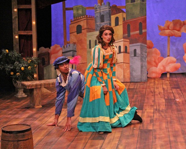 Jahmar Ortiz as Fred Graham and Briana Gantsweg as Lilli Vanessi in Cortland Repertory Theatre's production of Kiss Me, Kate.