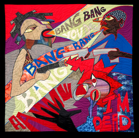 Title: “Bang Bang, You Dead!” (From the Not Crazy Series) Artist: Ellen M. Blalock. Image courtesy of Schweinfurth Art Center.