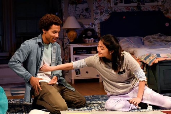 Syracuse Stage production of I and You,  By Lauren Gunderson. Directed by Melissa Crespo. Scenic Design by Shoko Kambara. Costume Design by Lux Haac. Lighting Design by Dawn Chiang. Sound Design by Elishiba Ittoop. Photo by Brenna Merritt.